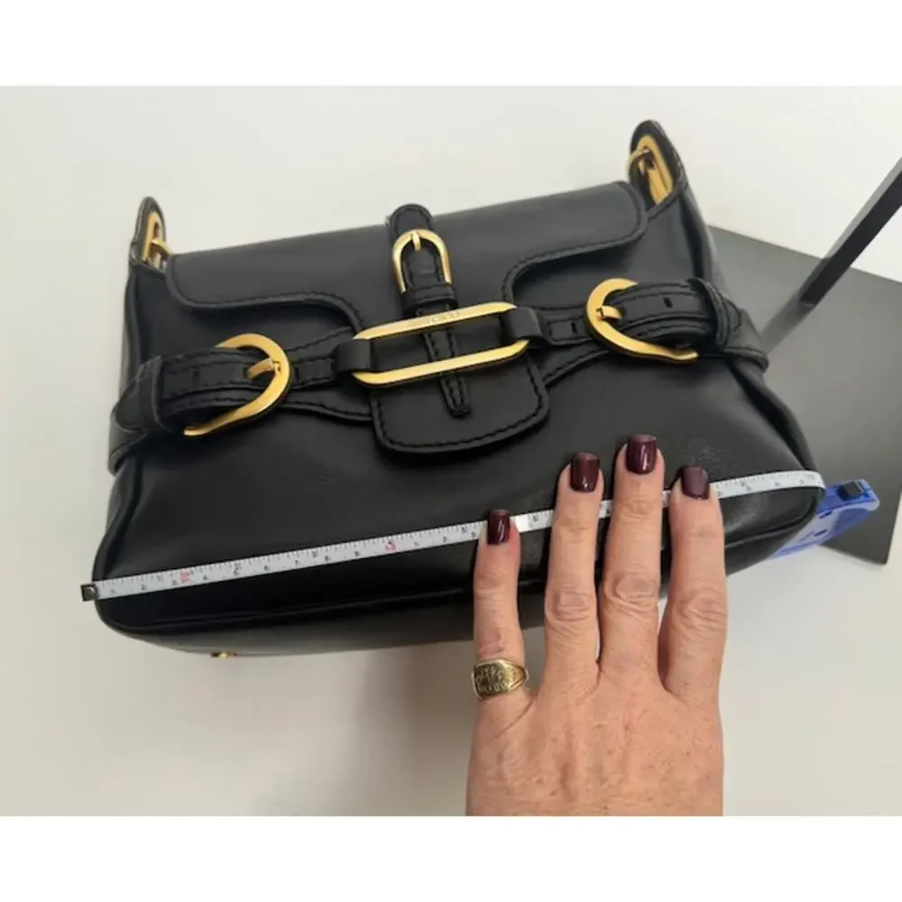 Jimmy Choo Tulita Black Leather Gold Hardware Shoulder Bag